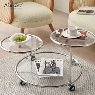 Table basse rotative de table d'appoint mobile ronde Dseign Home moderne