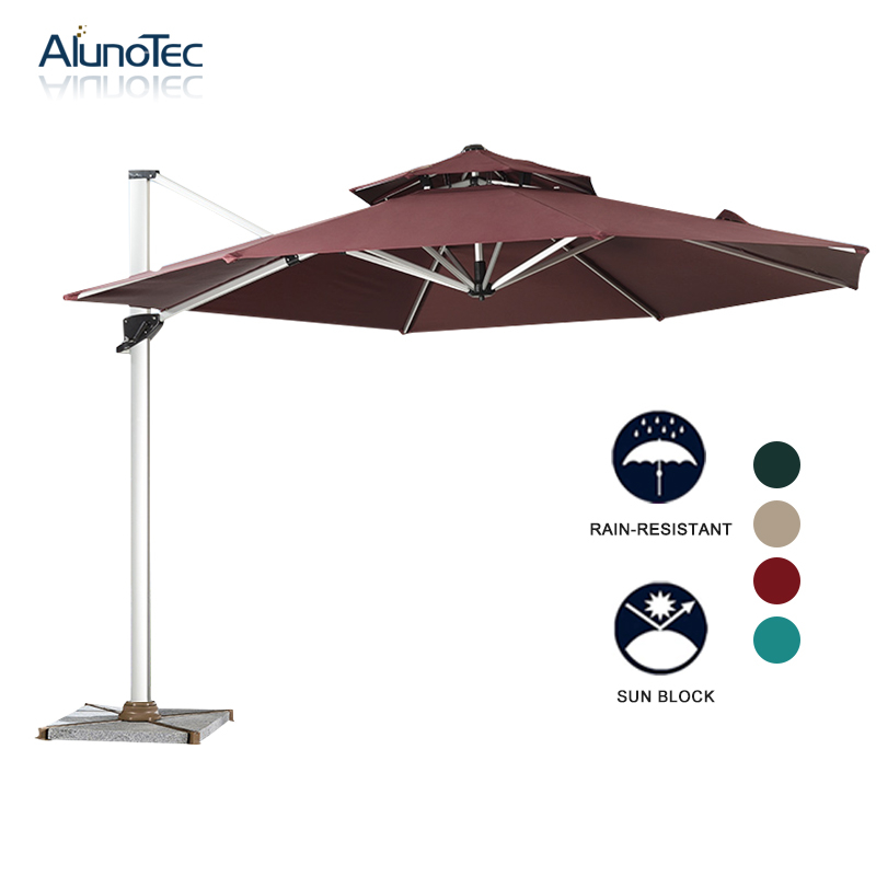 Parasol de patio à auvent extérieur avec rotation à 360 degrés