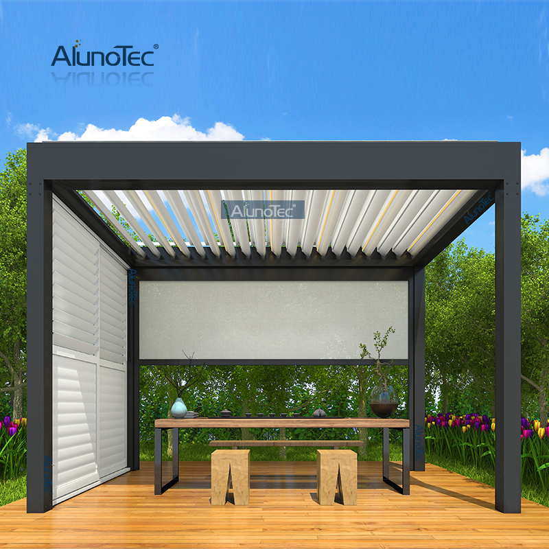 AlunoTec entièrement électrique mural 9 mètres X 5 mètres tonnelle en aluminium toit bricolage Pergola Kits jardin bâtiment