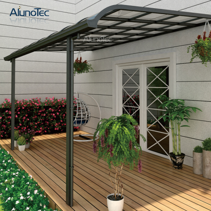 AlunoTec a personnalisé la conception d'auvent de balcon d'auvent extérieur de toit solide de polycarbonate 
