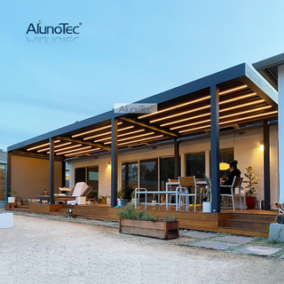 AlunoTec – couverture de Patio motorisée et étanche, toit à persiennes, auvent automatique en aluminium, Gazobo d'extérieur, Pergola avec lumières LED