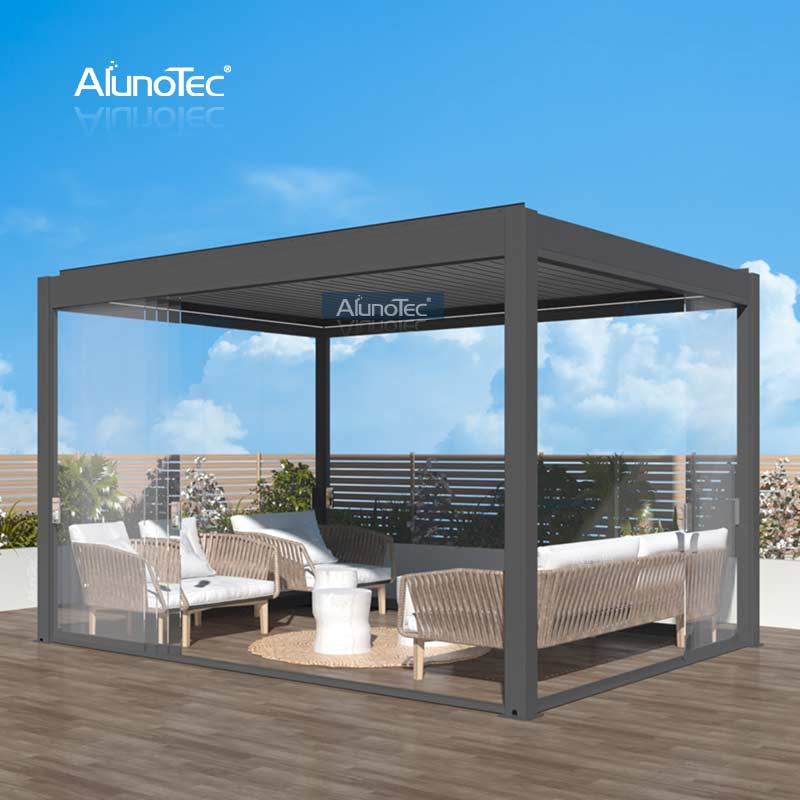 AlunoTec moderne extérieur jardin bureau ombre persiennes système de toit motorisé en aluminium tonnelle pergola conception