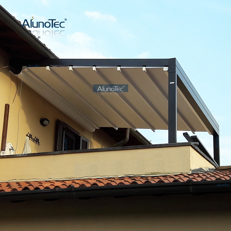 Auvent de toit rétractable personnalisé pour pergola extérieure avec toit réglable