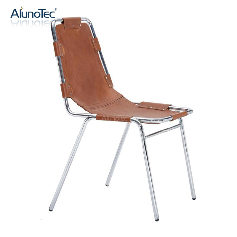 Chaise de bureau en cuir de cadre en acier de Chrome de meubles de conception de luxe pour le salon