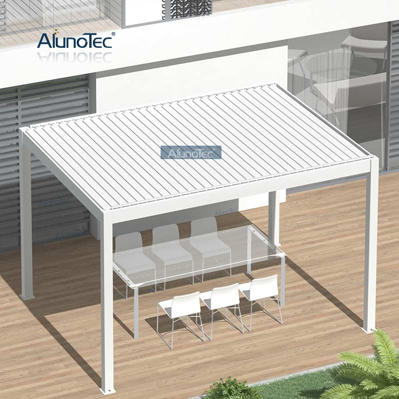  AlunoTec Tonnelle d'extérieur motorisée en aluminium, imperméable, toit à persiennes, pergola bioclimatique